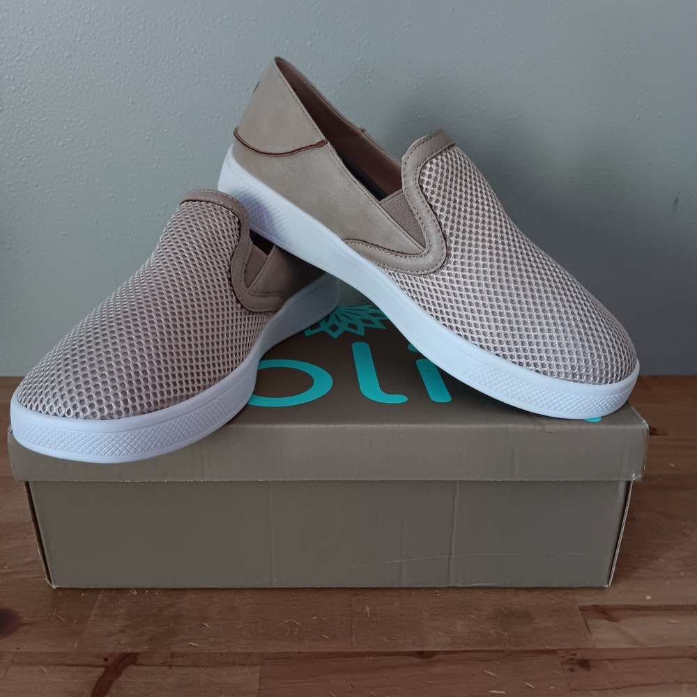 Glolily Ava Breeze Slip-On Women 8.5 Taupe Mesh Comfort Arch Sneakers NWB